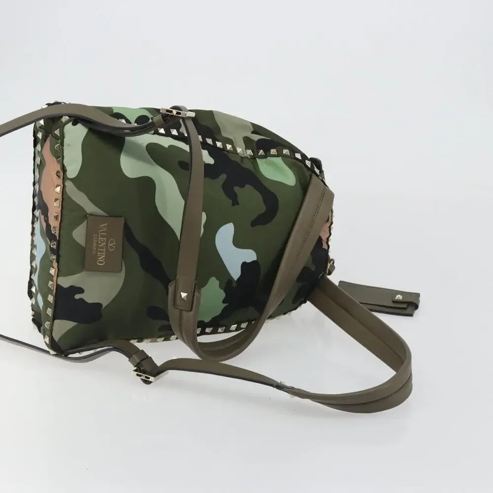 Valentino Nylon Khaki Gold Camouflage Backpack Green